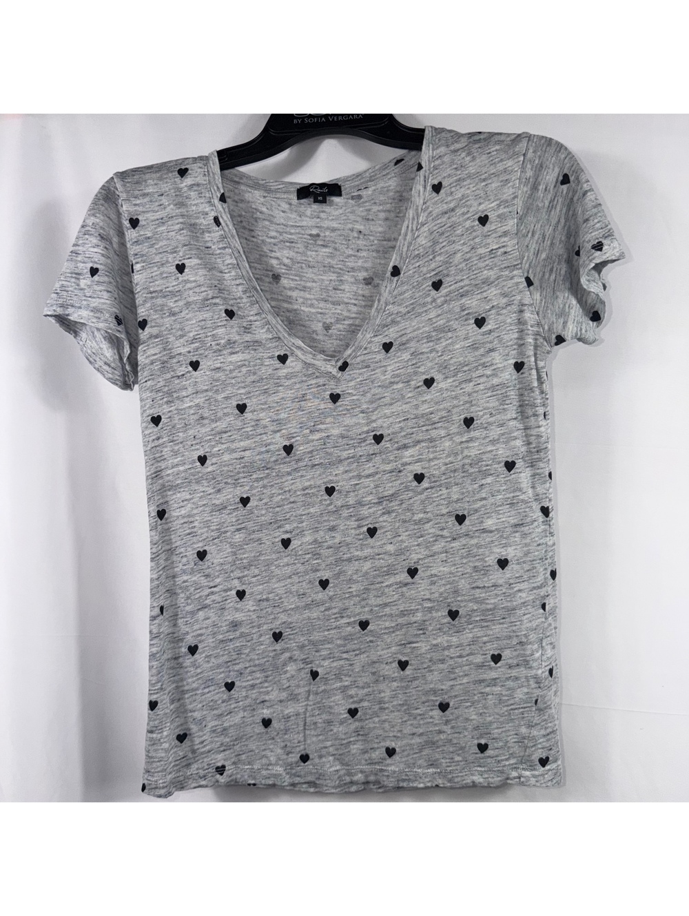 Rails Women’s XS Gray Black Heart V-Neck Tee
